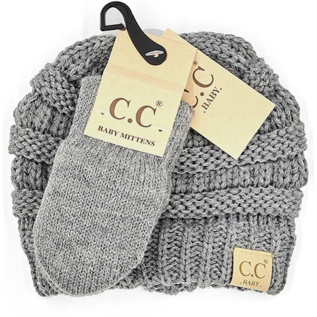 C.C. Baby Ribbed Beanie & Mittens