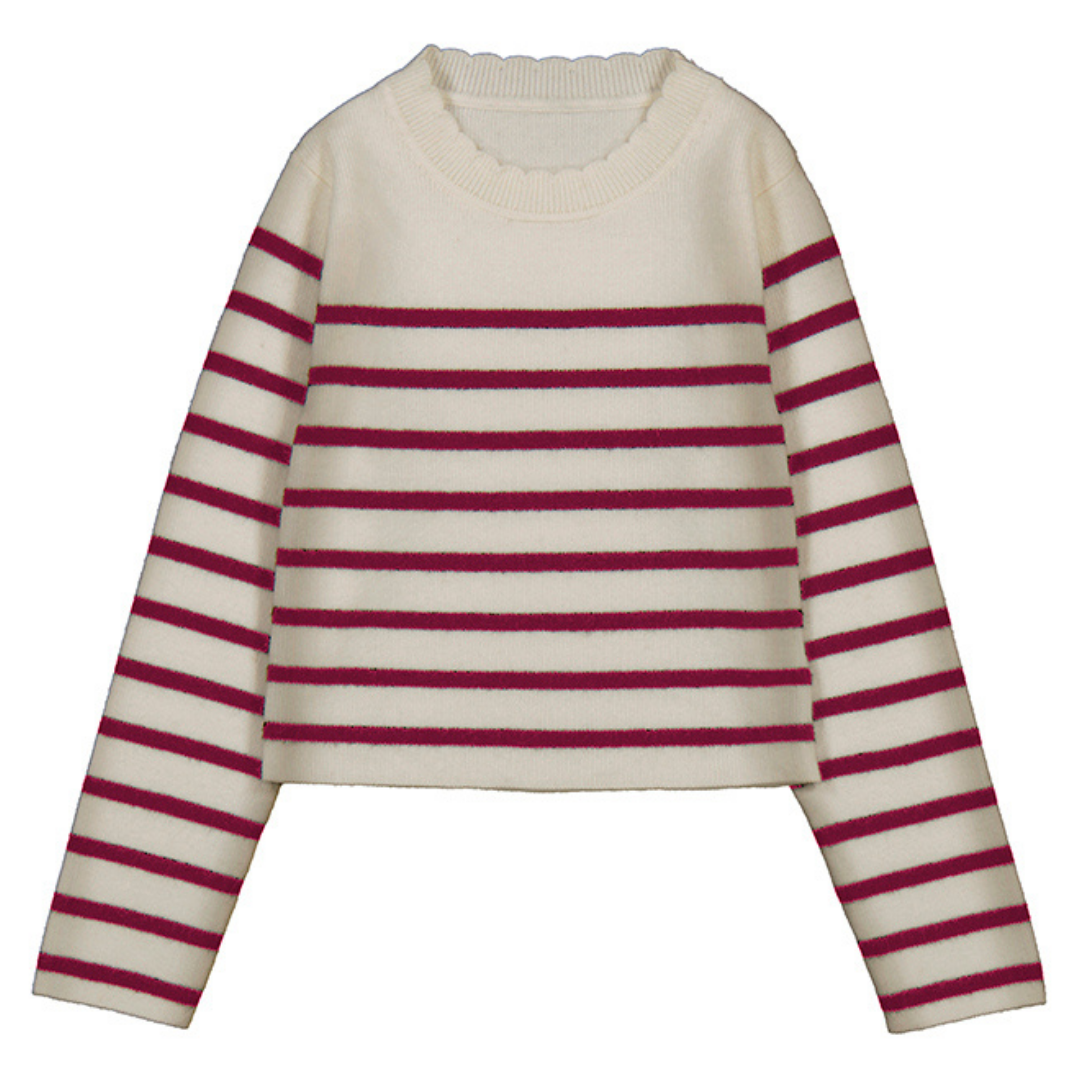 Girls’ Almond & Berry Striped Knit Sweater