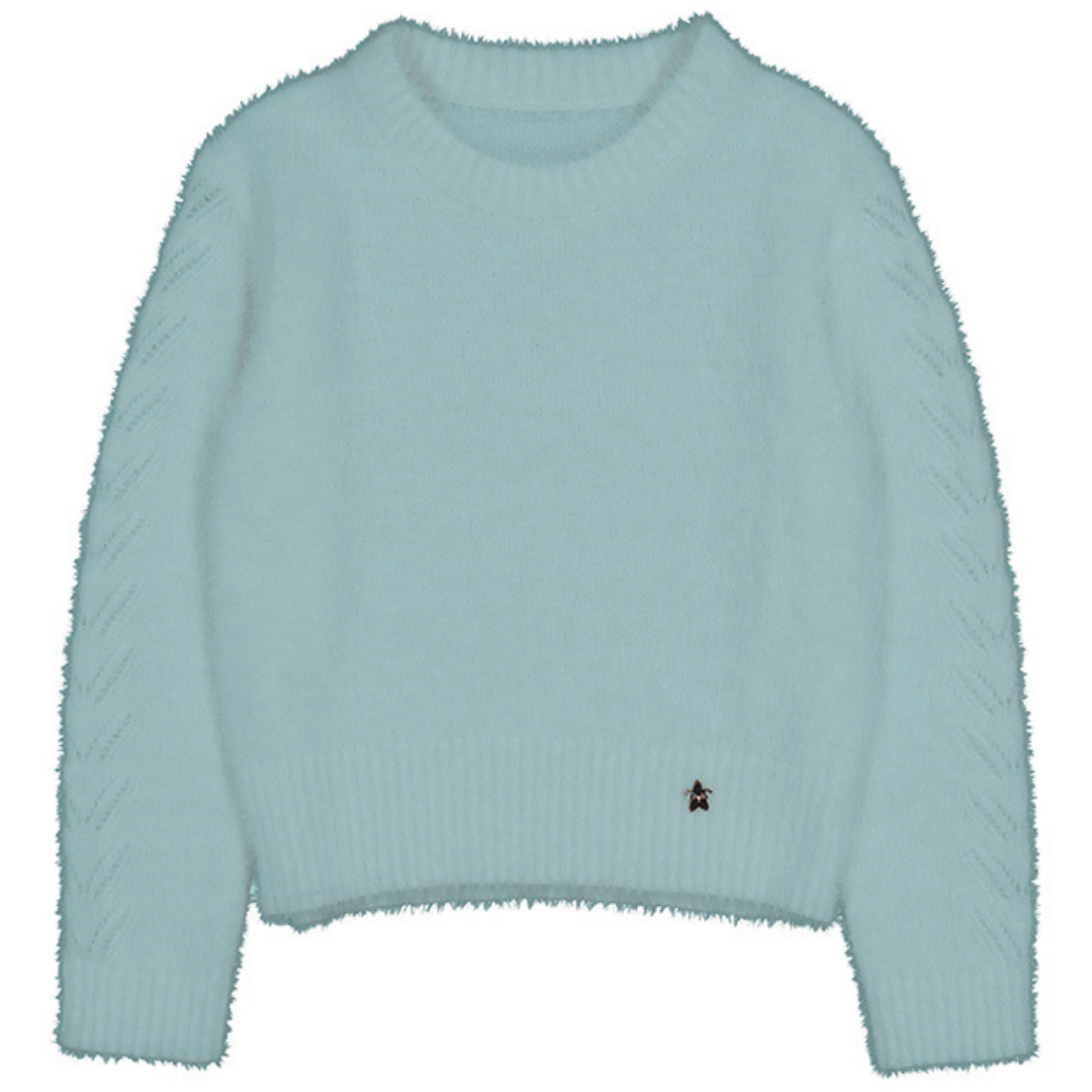 Girls’ Lake Blue Fuzzy Knit Sweater