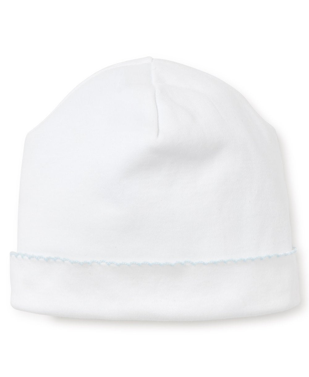 Basic Knit Hat White with Blue Trim