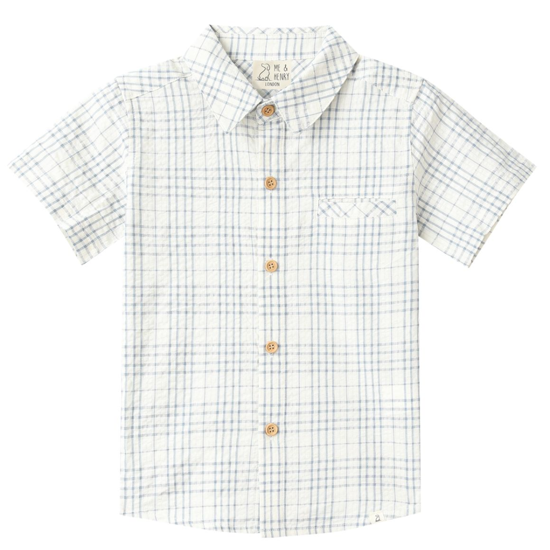 Newport Woven Chambray Plaid Polo