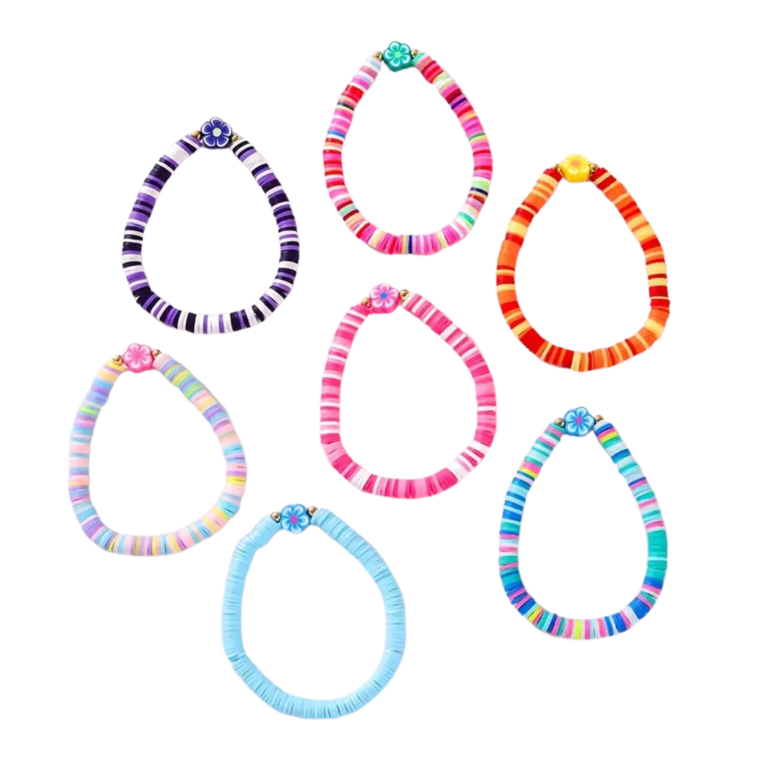 Clay Flower Bead Bracelets