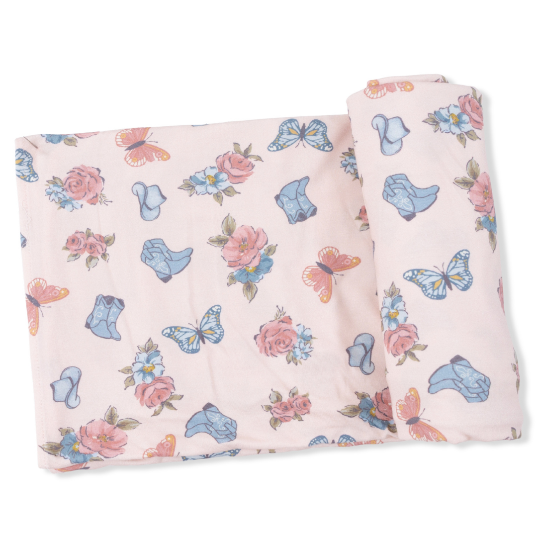 Country Girl Boots Bamboo Swaddle Blanket