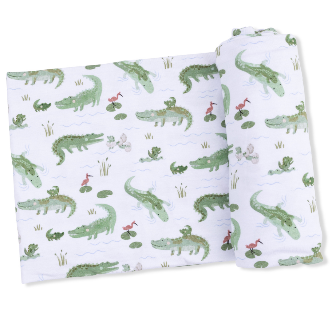Crayon Alligators Bamboo Swaddle Blanket