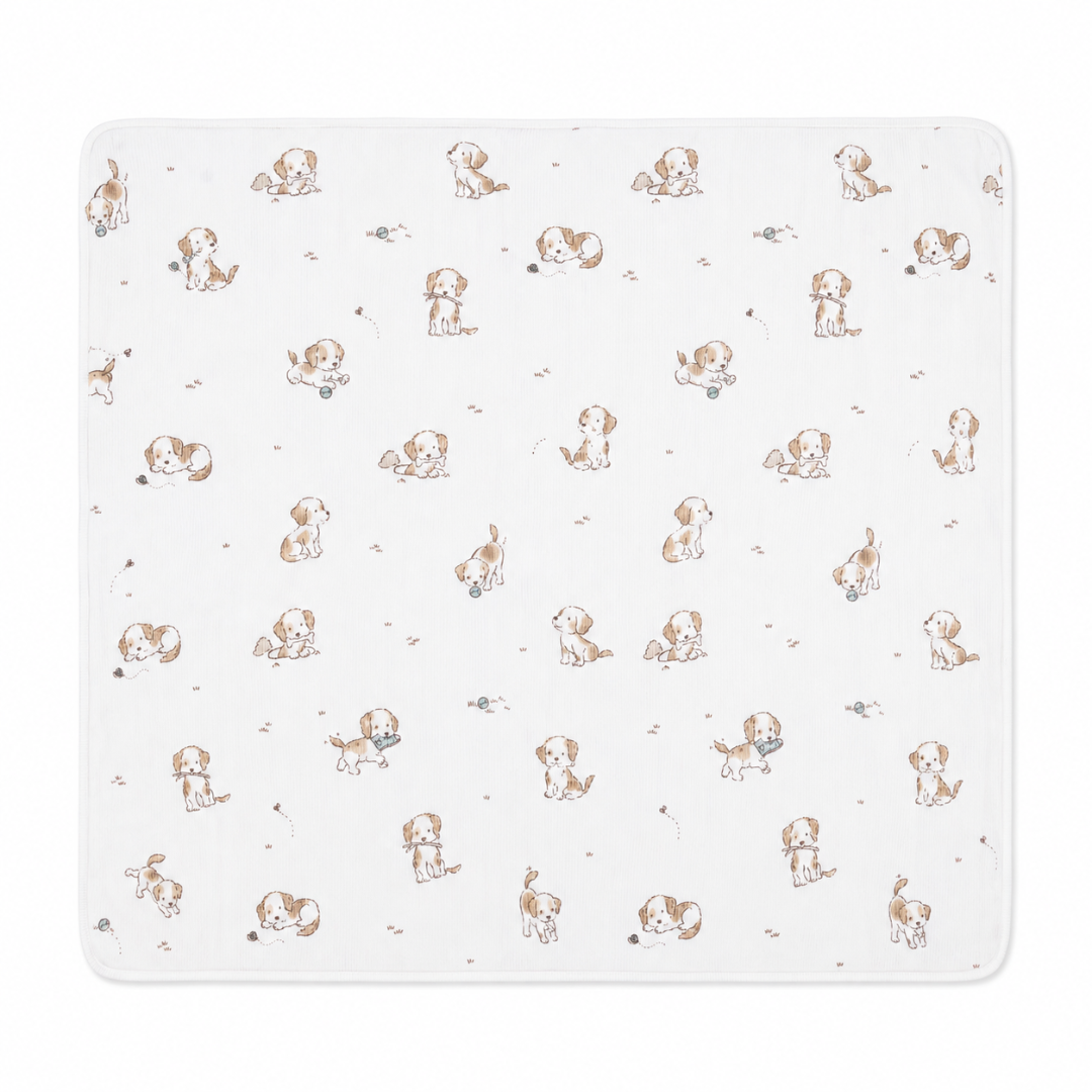 Explorer Puppy Blue Bamboo Swaddle Blanket
