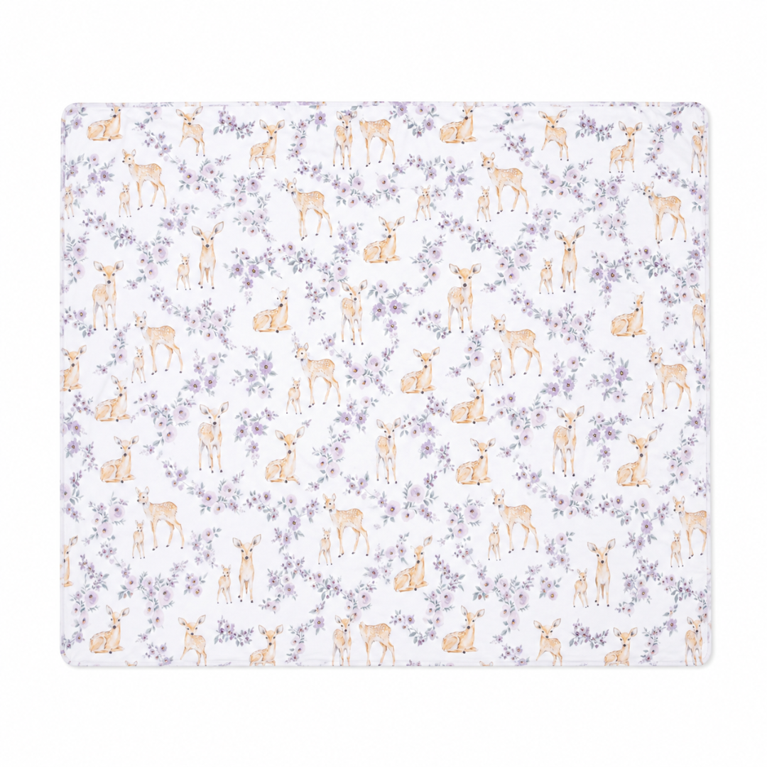 Floral Deer Bamboo Swaddle Blanket