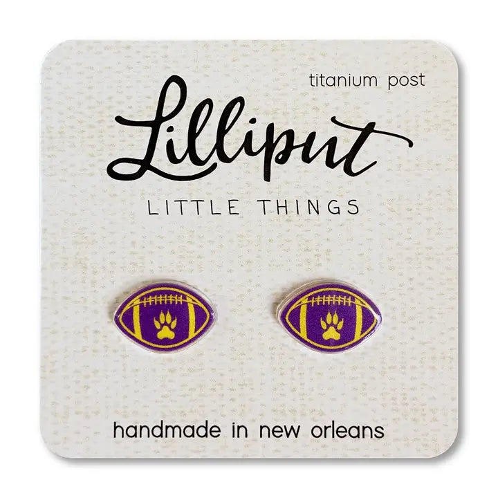 LSU Paw Football Earrings