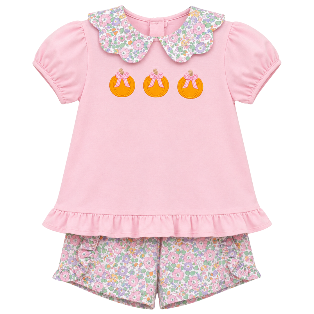 Pumpkin Floral Short Set