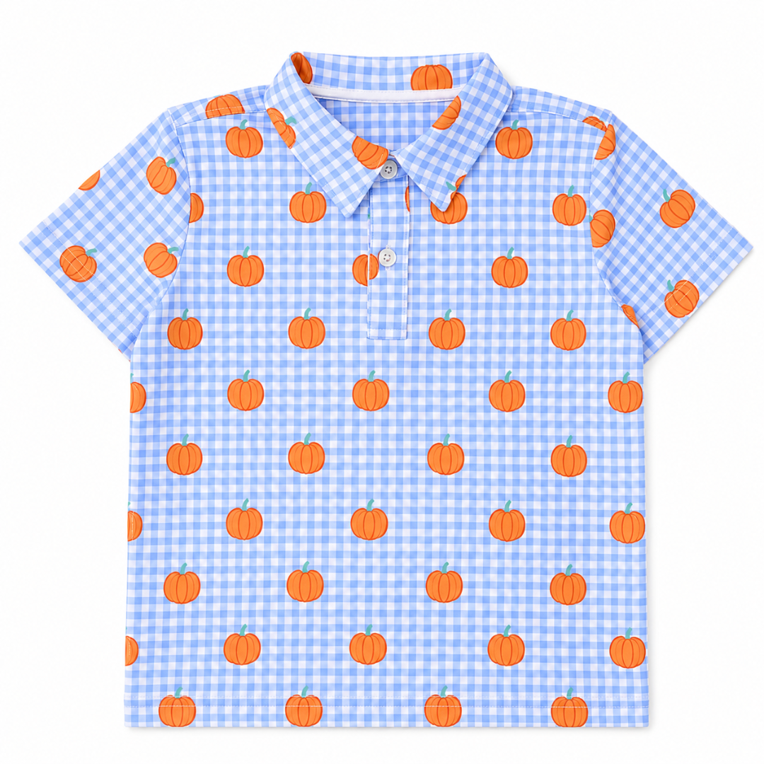 Pumpkin Patch Gingham Performance Polo