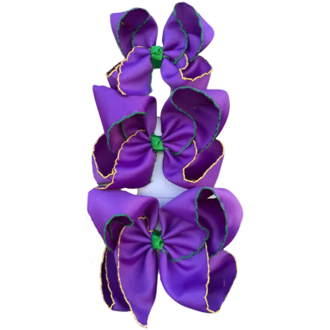 Mardi Gras Purple Moonstitch Hair Bows