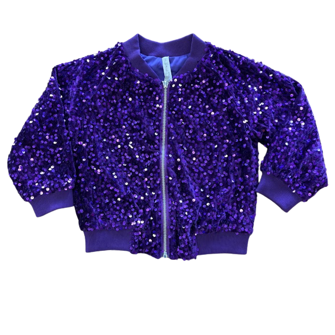 Purple Game Day Sequin Bomber Jacket