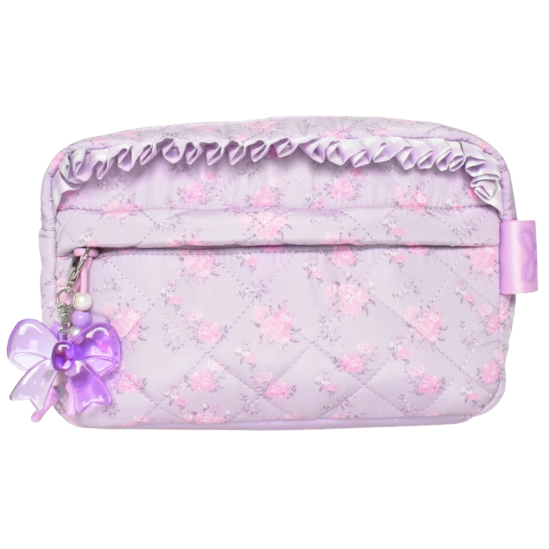 Quilted Purple Floral Pouch