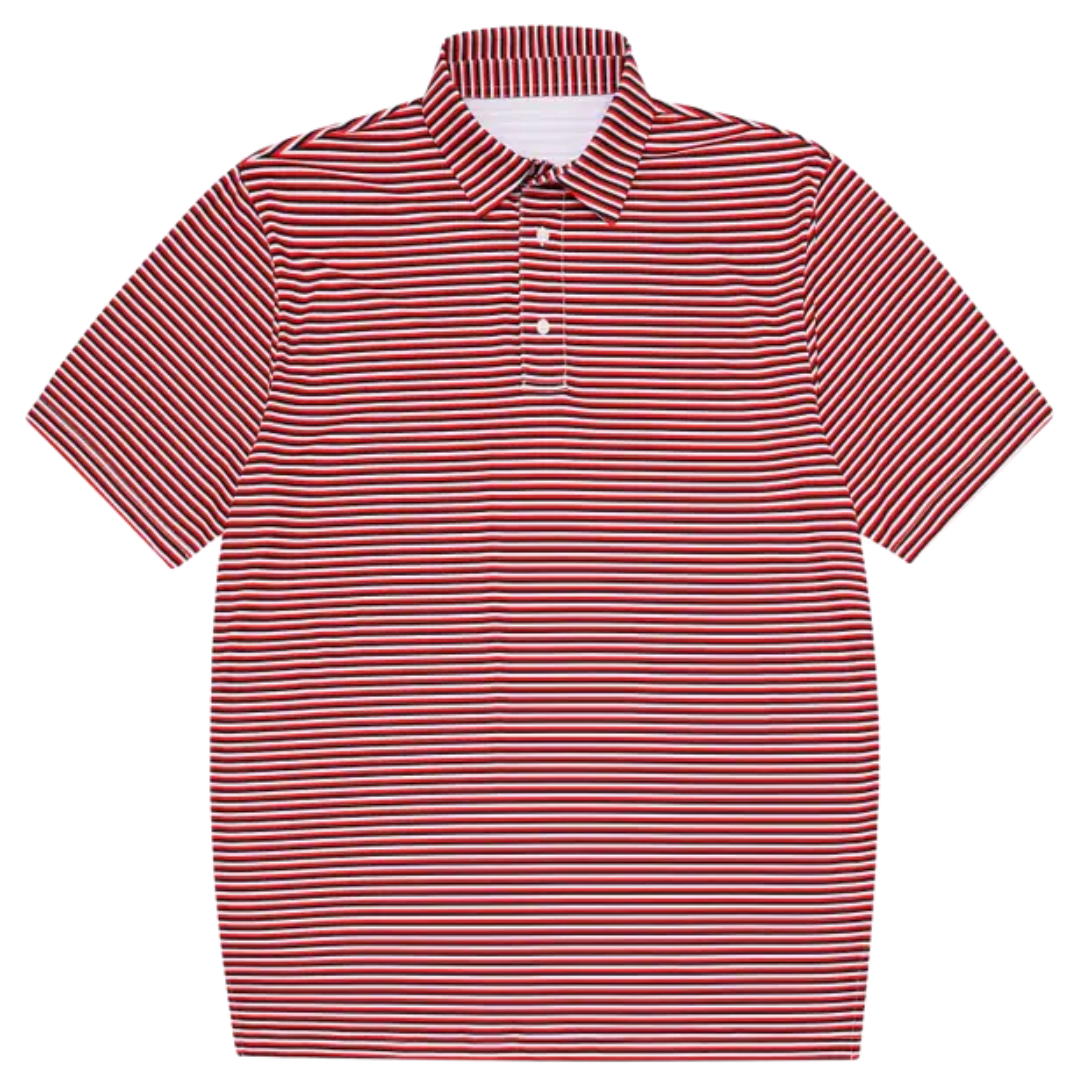 Red Micro Striped S/S Performance Polo