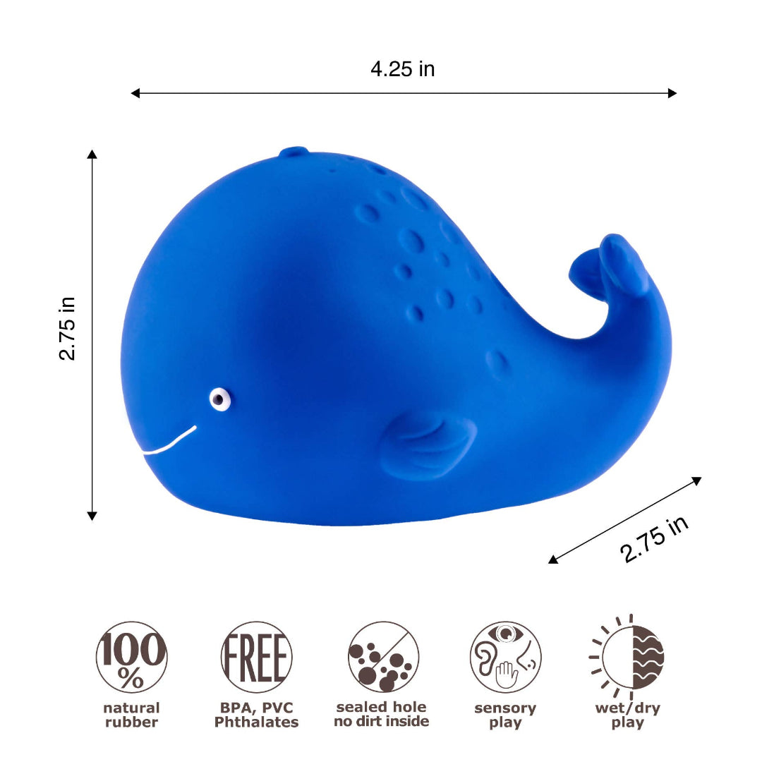 Kala the Whale Bath Toy Hole Free - 100% Pure Natural Rubber