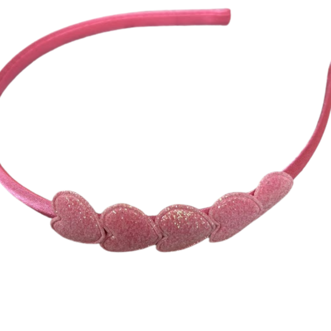 Puffy Heart Satin and Sparkle Headband