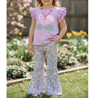 Easter Bunny Ears Applique Top & Floral Pant