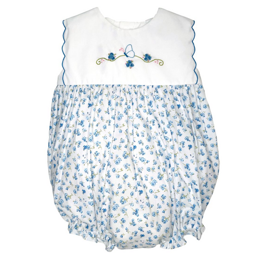 Blue and White Floral Sleeveless Bubble