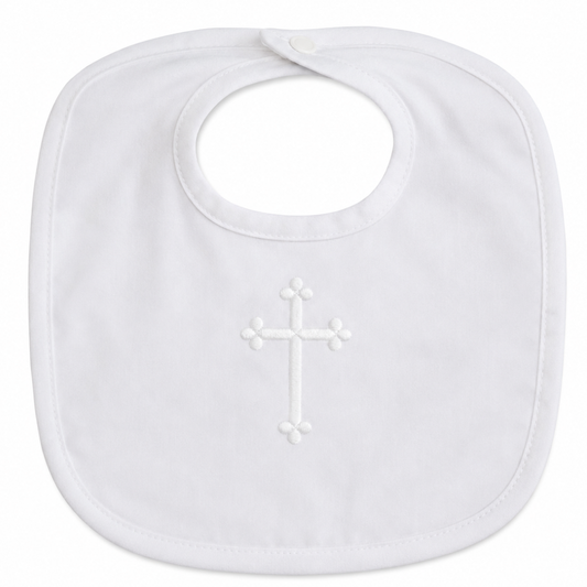 Plain White Bib with Cross