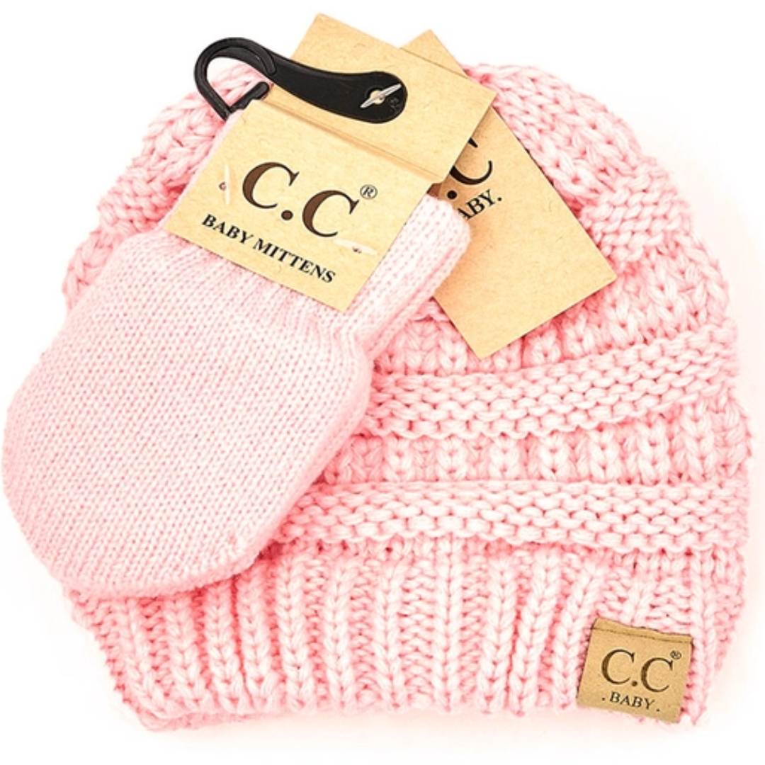 C.C. Baby Ribbed Beanie & Mittens