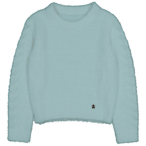 Girls’ Lake Blue Fuzzy Knit Sweater