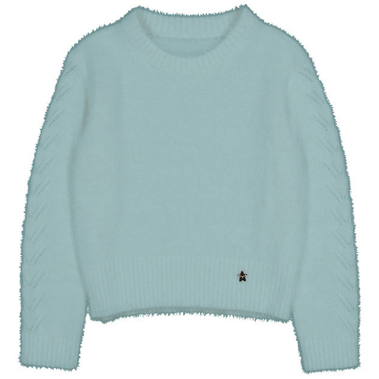 Girls’ Lake Blue Fuzzy Knit Sweater