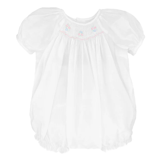 White Novelty Smocked Bubble