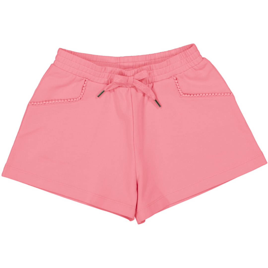 Girls Knit Shorts with Chenille Trim
