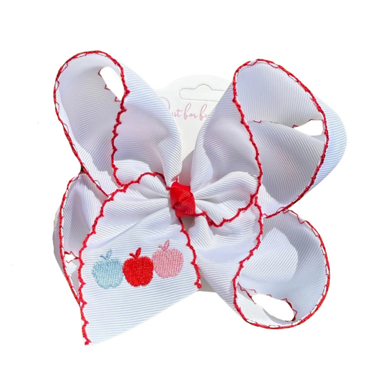 Apple Trio Embroidered Hair Bow