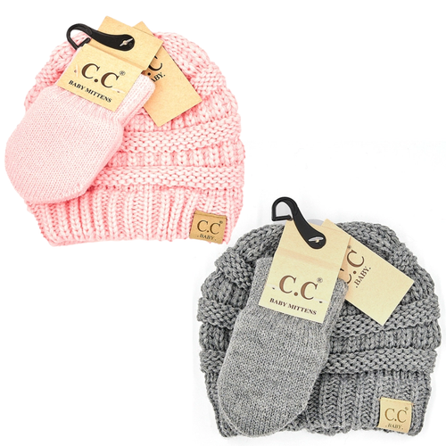 C.C. Baby Ribbed Beanie & Mittens