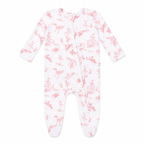 Ballet Toile Ruffle Back Two Way Zipper Footie
