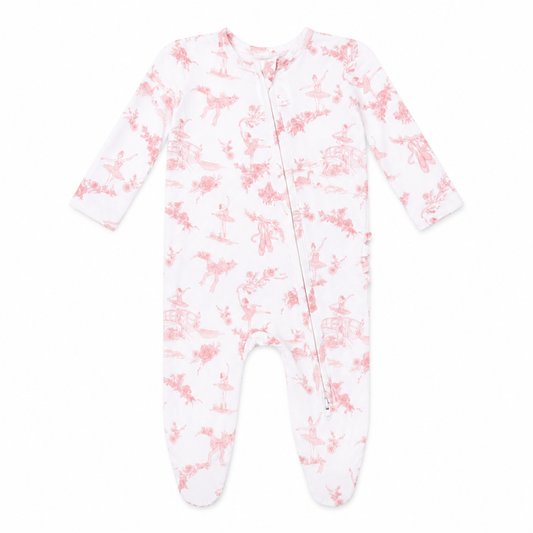 Ballet Toile Ruffle Back Two Way Zipper Footie