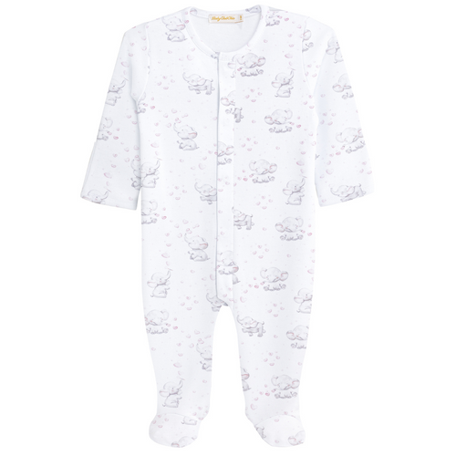Bubbly Elephant Pink Pima Footie