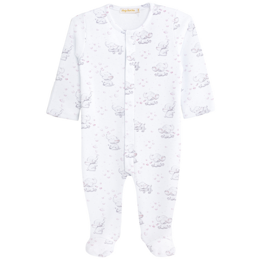 Bubbly Elephant Pink Pima Footie