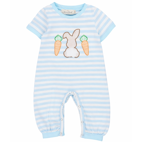 Bunny and Carrots Striped Cotton Romper