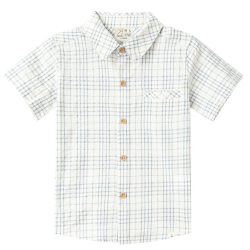 Newport Woven Chambray Plaid Polo