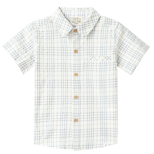 Newport Woven Chambray Plaid Polo