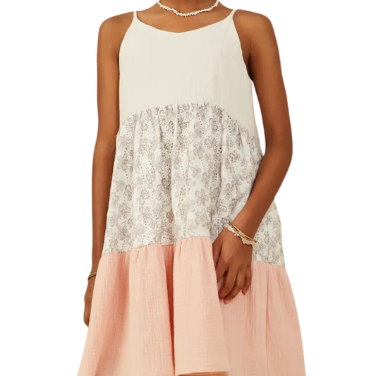 Color Block Floral Textured Dress