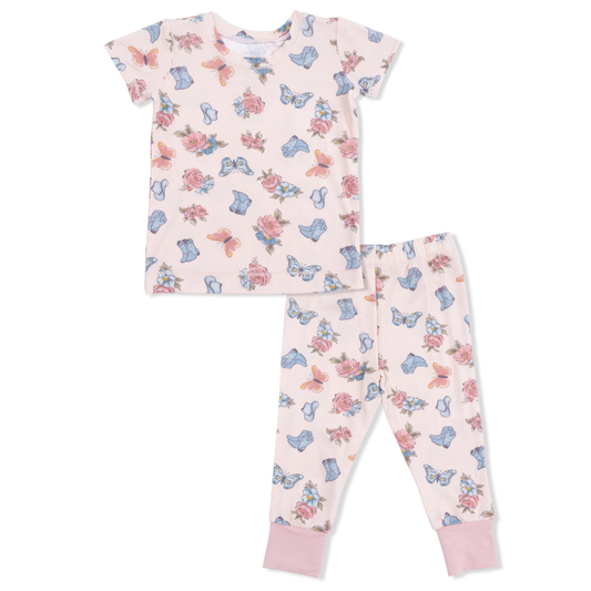 Country Girl Boots Short Sleeve Bamboo Loungewear Set