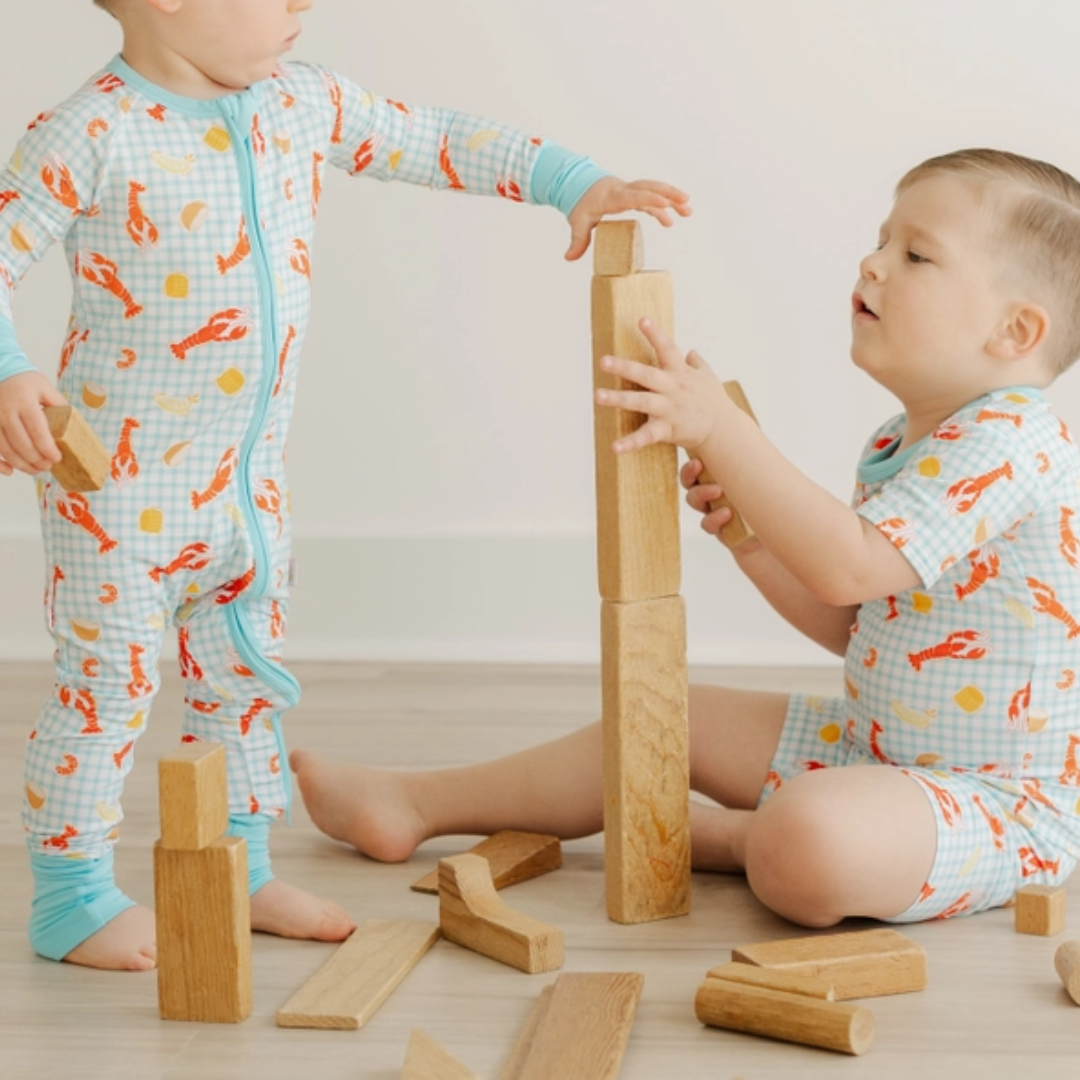 Crawfish Gingham Short Pajama Set