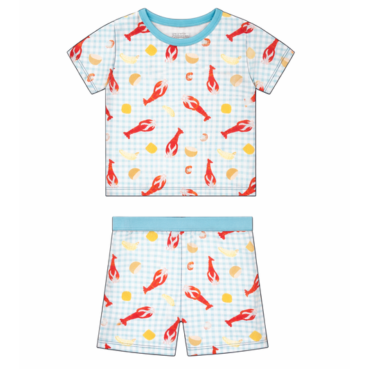 Crawfish Gingham Short Pajama Set