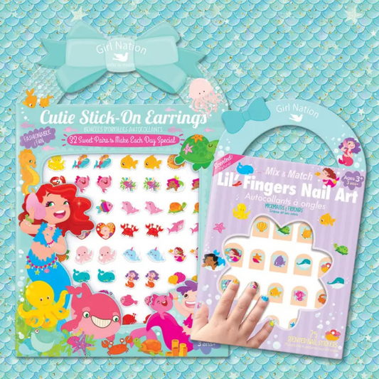 Cutie Stick-On Earring And Nail Sticker Gift Set- Mermaids