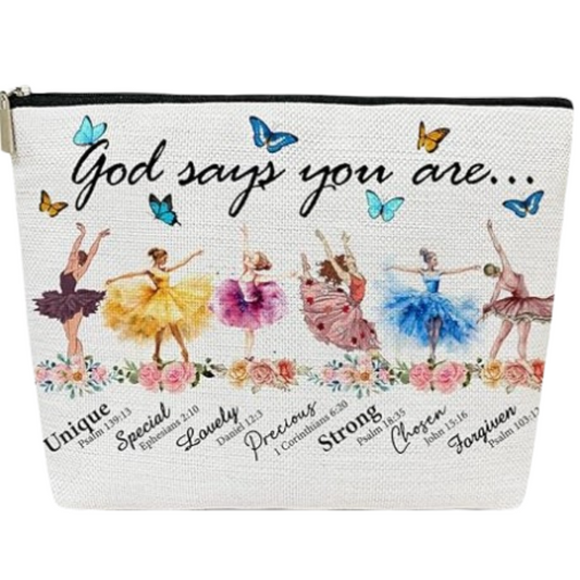 Dancer and Bible Quotes Cosmetic Bag