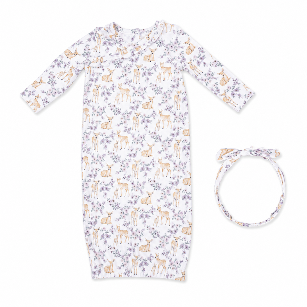 Floral Deer Kimono Gown & Headband
