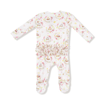 Floral Owl Families - Ruffle Zipper Footie