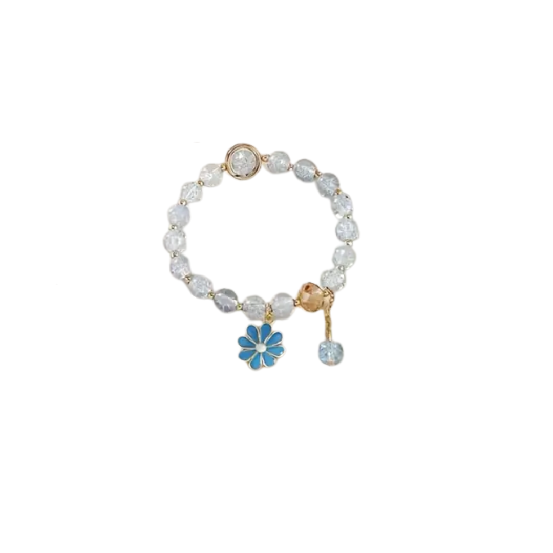 Flower Pendant Glass Bead Bracelet