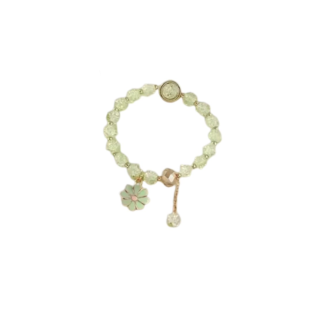 Flower Pendant Glass Bead Bracelet