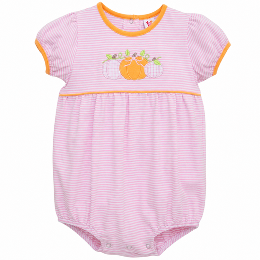 Harvest Trio Pumpkin Appliqué Girl Baby Bubble