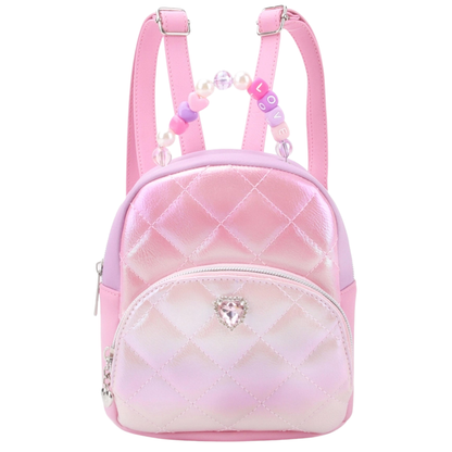 Iridescent Quilted Colorblock Micro-Mini Backpack