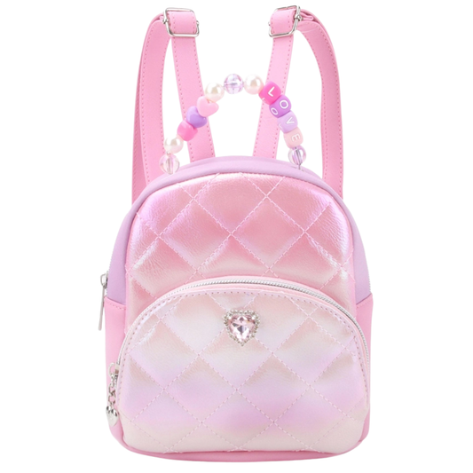 Iridescent Quilted Colorblock Micro-Mini Backpack