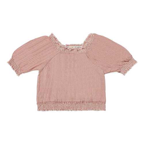 Julie Smocked Blouse – Red Stripe